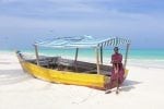 White tropical sandy beach on Zanzibar.